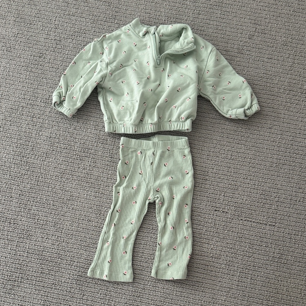 Cat & Jack Mint Green Floral Two-Piece Matching Set